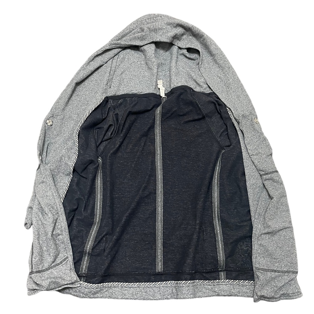 Lululemon Women’s Size 4 Hoodie Snap Close Yoga Jacket Oversized Hood Gray FLAWS - Picture 8 of 15